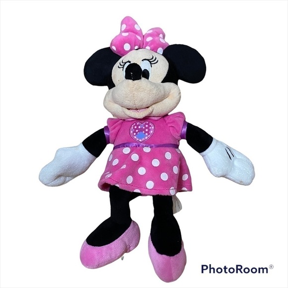 Disney Minnie Mouse Singing Fun Plush Stuffed Animal Pink Junior Happy Helper - Picture 1 of 5